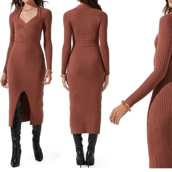 ASTR The Label Long Sleeve Twist Front Sweater Dress - Picture 5 of 9